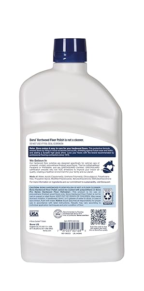 BONA HARDWOOD FLOOR POLISH – 32 FL OZ – HIGH GLOSS SHINE – POLISH FOR WOOD FLOORS – PROTECTS AND RENEWS DULL FLOORING – COVERS 500 SQ FT