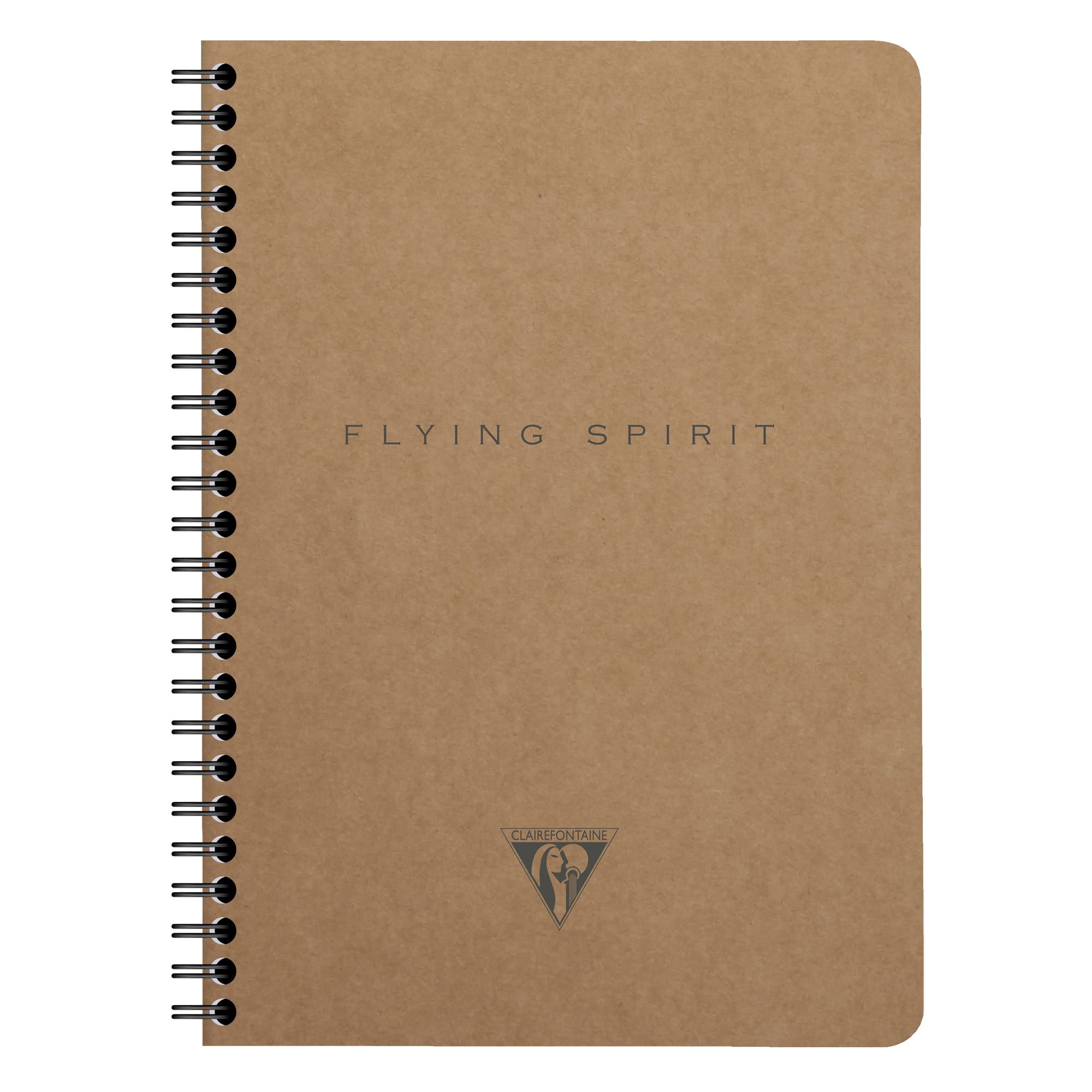 Clairefontaine 103566C - A Flying Spirit spiral notebook 120 detachable pages ivory 14.8x21 cm 90g lines + pockets, brown kraft cover, random pattern