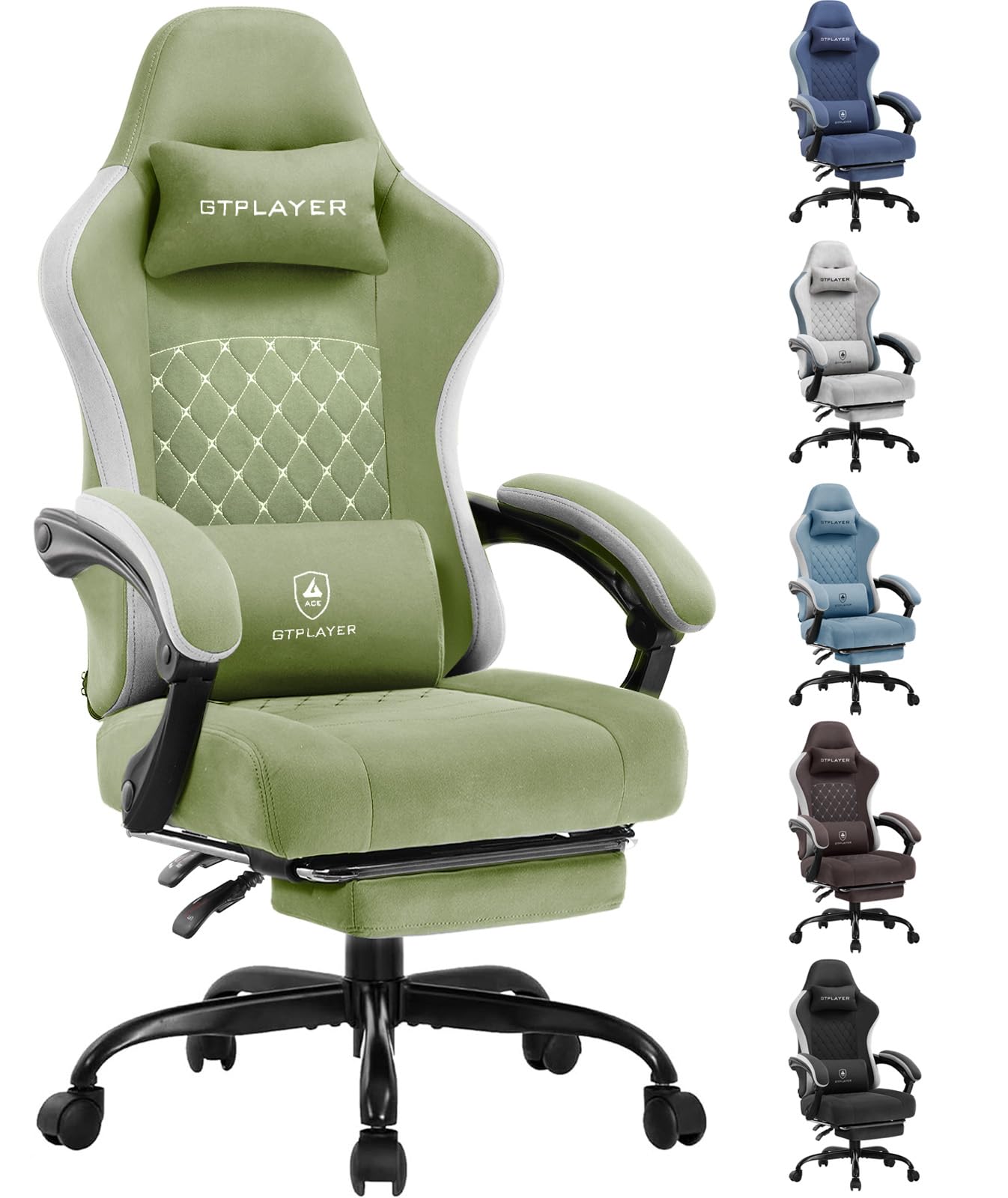 GTRACING ゲーミングチェア ファブリック デスクチェア オットマン 椅子 イス テレワーク 【ポケットコイル採用】 腰痛対策 pcチェア 蒸れない ソファーの座り心地 【安心の非再生ウレタン採用】『ダイア調に蝶の刺繍のデザイン』LR002新シリーズ商品画像