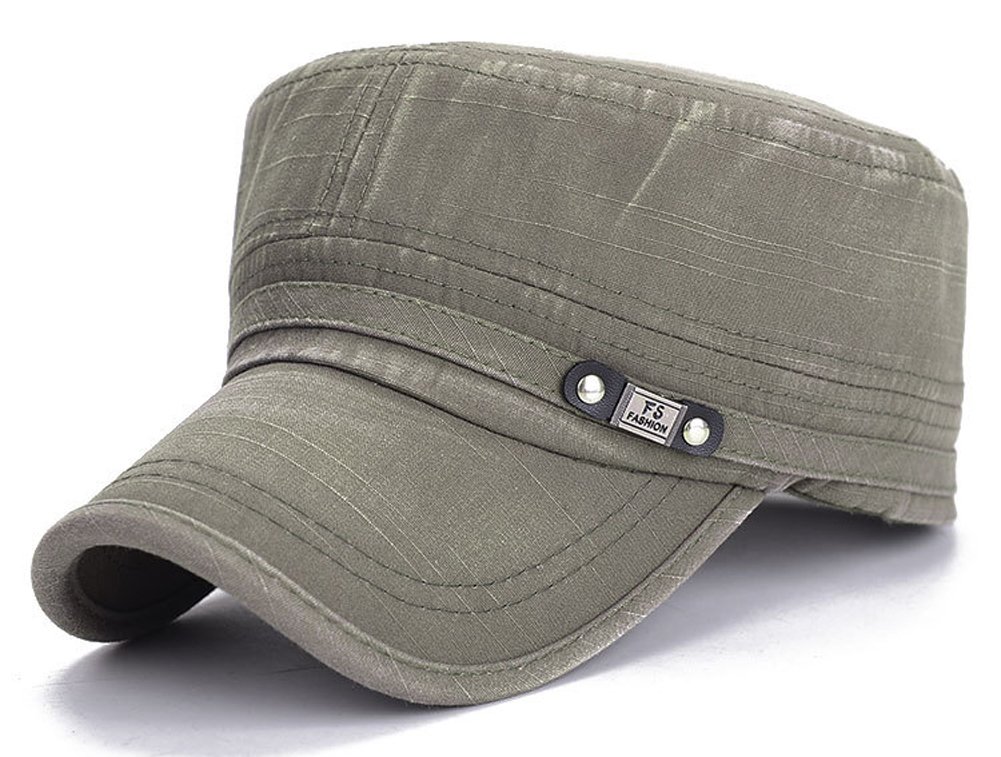 ChezAbbeyUnisex Quick Dry Flat Top Cadet Caps Adjustable Snapback Corps Military Stylish Flat Top Hats
