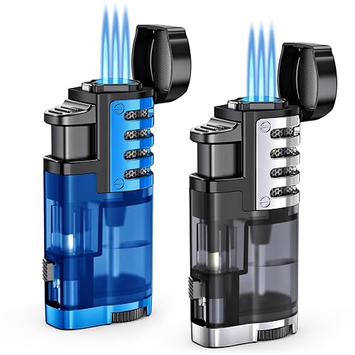 Refillable Torch Lighter – Windproof, Single Jet Flame, Adjustable, Blue Flame, Orange Metal Body, Gift Box