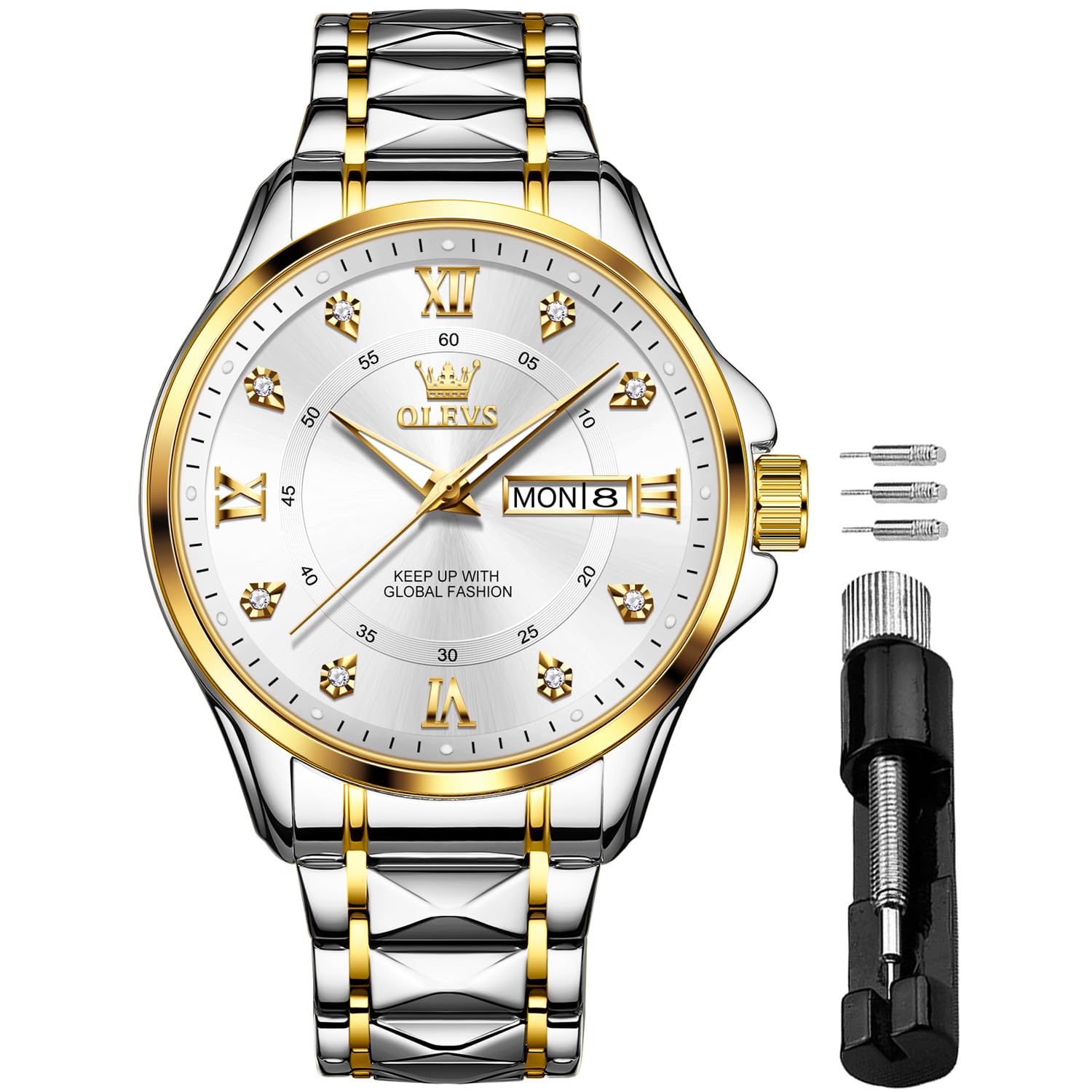 OLEVS Watch for Men Diamond Business Dress Analog