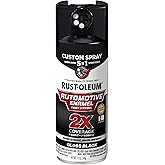 Rust-Oleum 2X Automotive Enamel 5-in-1 Spray Paint, Gloss Black | Fast Dry, Adjustable Custom Spray Dial, Multi Surface (Metal, Wood, Plastic and More), Any Angle, Ultimate Coverage