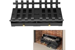 Flehomo Fireplace Burning Kit with Fireplace Tray and Solid Steel Fireplace Grate for Ashes Collection and Firewood Support, Heavy Duty Wrought Iron Fire Log Rack for Indoor Chimney Hearth, 20 inch