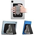Fintie Universal Tablet Hand Strap Holder - [Dual Stand Supports] Detachable Padded Hook & Loop Fastening Handle Grip with Adhesive Patch for iPad/Galaxy Tab and All 7-11" Tablets, Gray