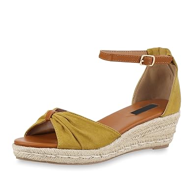 SCARPE VITA Damen Keilsandaletten Bast Plateau Vorne
