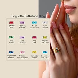 RLMOON Birthstone Ring for Women Non Tarnish Silver