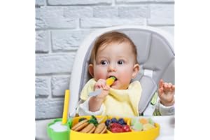 Suction Plates for Babies & Toddlers,SETFLAGS Cute Carrot Divided Plates and Utensils Set for Picky Eaters, Microwave & Dishwasher Friendly, BPA Free, Silicone Suction Plates for Dinnerware Stays Put