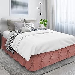 Nestl Pink Clay Bed Skirt Queen Size, Pinch Pleat