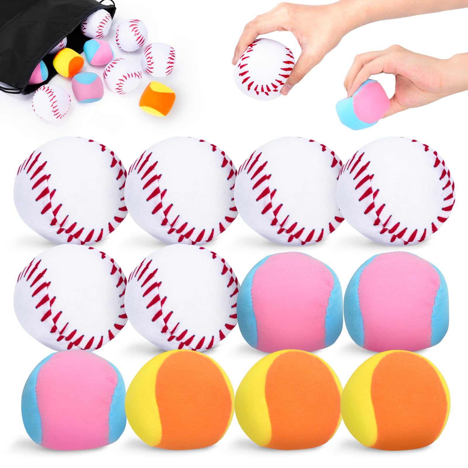 Photo 1 of Teamaze 12 Replacement Velcro Sticky Balls in 2 Materials Hook and Loop Balls for Toss and Catch Sports Games Hook and Loop Set Refill Soft