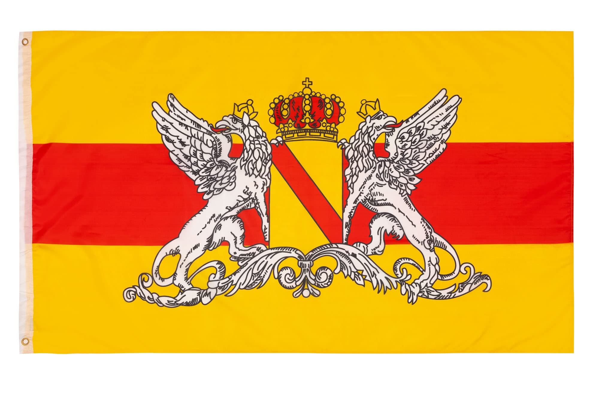 PHENO FLAGS Baden flag - German flag 3x5ft with brass eyelets - weatherproof flag for flagpole - 100% polyester – 90x150cm