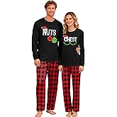 Ithalt Couples Christmas Pajamas Women Men Merry Christmas Long Sleeve and Pants Pjs Set Xmas Holiday Sleepwear