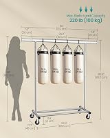 SONGMICS Heavy Duty Clothes Rail on Wheels 100 kg Extendable Rail 92-132 cm view 6