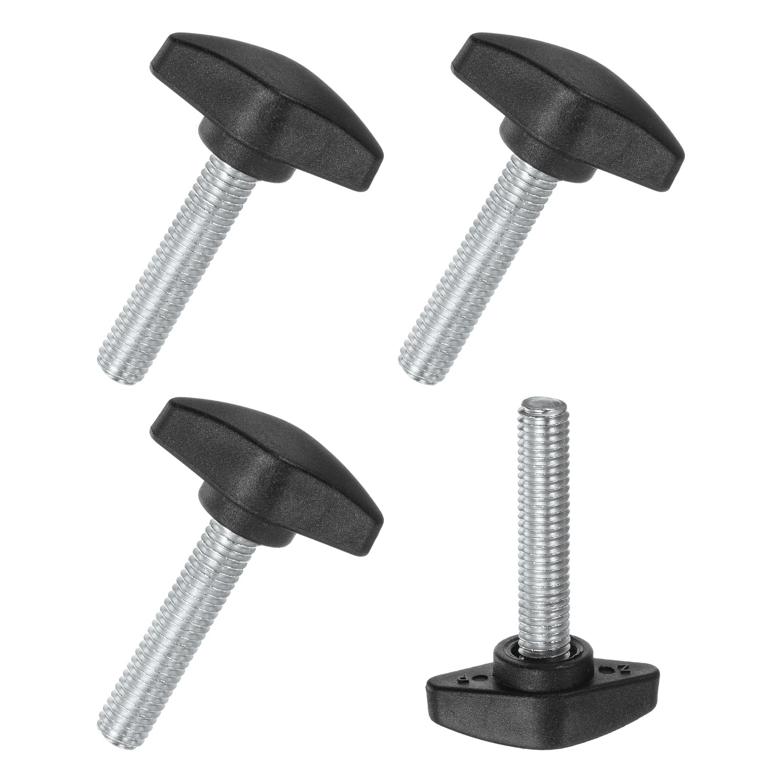M METERXITY 4-Pack Thumb Screws, M8x35mm Tee Wing Knobs, Plastic T Handles Clamping Knob for Woodworking/Machinery/Equipment, Tightening Thread Thumbscrew [Black]
