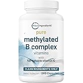 Micro Ingredients Pure Methylated B Complex, 240 Capsules | 11-in-1 Formula with Methylfolate, B12, Thiamin, Inositol, Choline, & Fat Soluble Vitamin C | Clean Ingredients Without Fillers | Non-GMO
