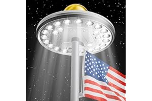 Deneve Solar Flag Pole Light – 26 LED 1300 Lumen Super Bright, 12+ Hours Runtime, Auto On/Off, Durable Weatherproof Top-Mount for Outdoor Flagpoles