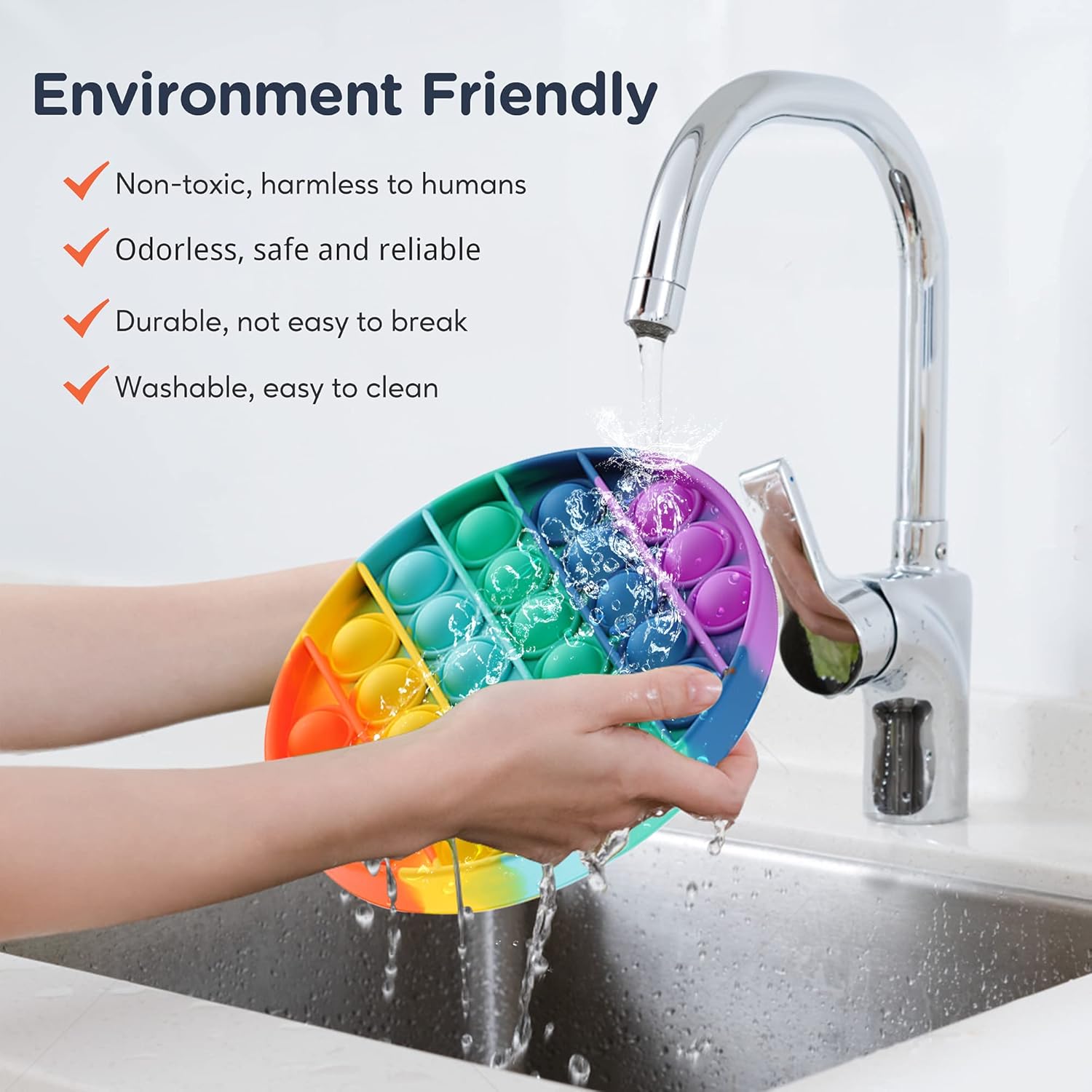 ASONA Pop Fidget Sensory Toy Set, Push Bubble Popping It Silicone Game Toy Anxiety Stress Reliever Autism Learning Materials Gift for Kids Teens Adults (Rainbow 3-Pack) : Office Products