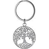 HAQUIL Yggdrasil Keychain Great Tree of Life Viking Norse Symbol Small Medallion Circle Charm Keychain Keyring