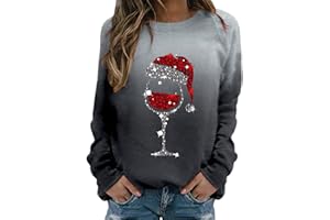 VOGFFR Christmas Sweatshirts for Women Oversized Graphic Pullover Long Sleeve Fleece Lined Shirt Winter Crewneck Sweatshirt