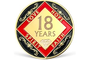 LREQASOR 18 Year NA Medallion Eighteen Year Recovery Chip for NA AA 12 Step Narcotics Anonymous Coin Anniversary Token Clean and Sober Gifts for Men Women Celebrating Sobriety and Addiction Recovery