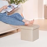 Bonlife Small Folding Storage Ottoman Beige 32x32x32cm Foot Stool view 6