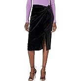 Karl Lagerfeld Womens Waist Cinching Velvet Midi Skirt