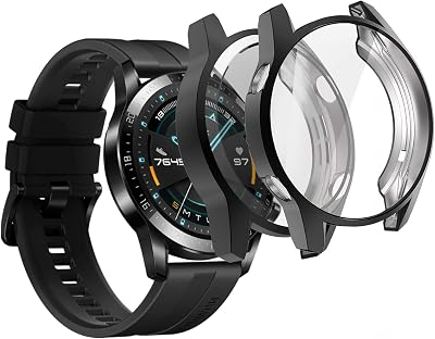 sciuU 2PK TPU Case for Huawei Watch GT 2 46mm 2019 Screen Protector Soft Cover