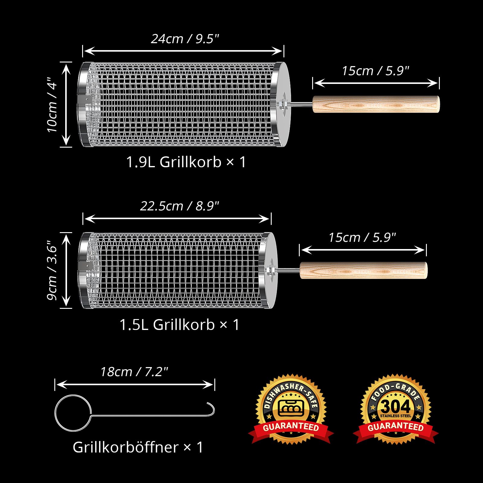 ivtivfu Nestbarer Rollender Grillkorb, Grill Zubehör, Geschenke für Männer 2