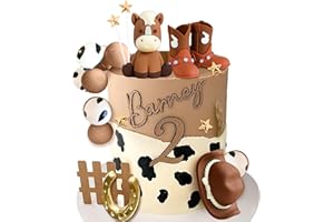 JeVenis Cowboy Rodeo Cake Topper Cowboy Western Horse Cake Decorations Cowboy Hat Birthday Cowgirl Boots Cake Topper Cow Balls Cake Decoration
