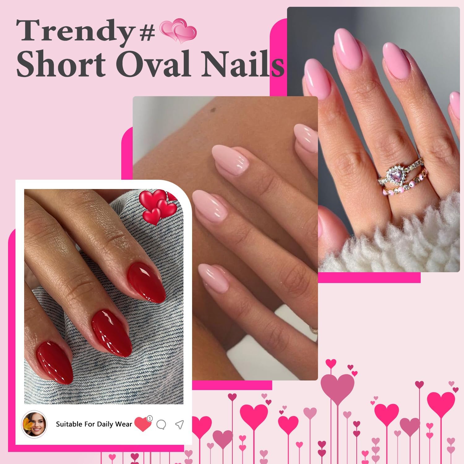 KQueenest Baby Pink Press On Nails Short Oval,Natural Round Fake Nails,Short Almond Nails Glue on,Thick Acrylic Nails Press Ons,One Color Gel Stick On Nails Set For Tiny Average Wide Nail Beds - Image 5