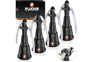 IPLUCKER Fly Fans for Tables, 4 Packs Portable Fly Fan for Outdoor Table,3 Height-Adjustable Table Top Fly Fans with Fragrance Tray,17.72”Blades Holographic Fly Swatter for Picnic,Restaurant,BBQ&Camping