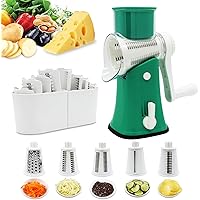Rotary Graters 5 in 1 Cheese Grater-VEKAYA Kitchen Mandoline Slicer Easy Clean with non-broken strong handheld Julienne…