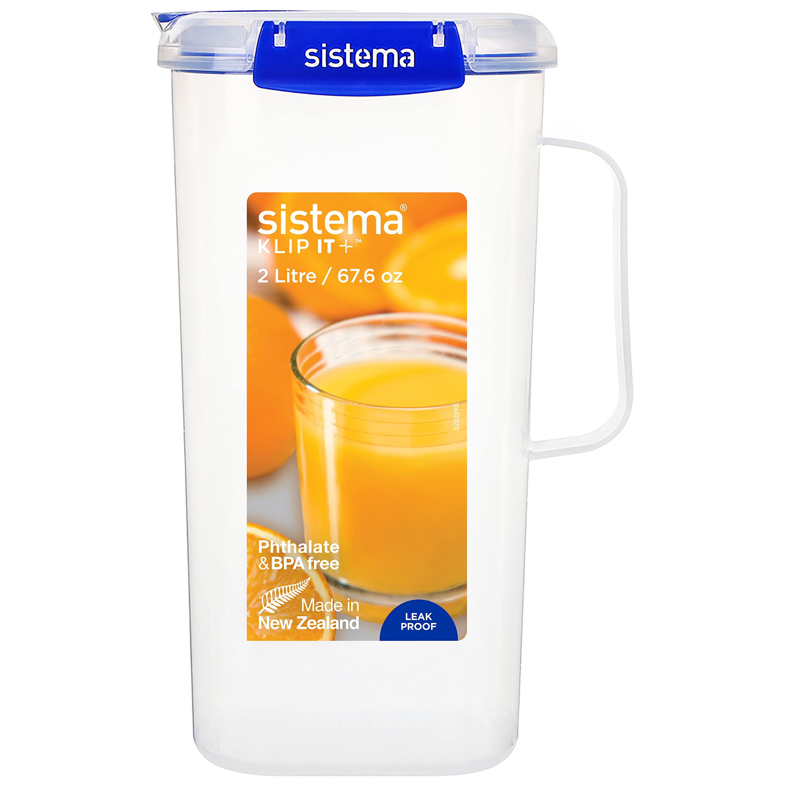 Sistema KLIP IT Plus Leakproof Juice Jug | 2 L | Airtight Plastic Jug for Milk, Water & More | BPA-Free