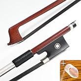 VINGOBOW Brazilwood Violin Bow 4/4 Full Size 74.5cm | Ebony Frog, Natural Mongolian Black Horsehair, Well-Balanced, Warm Tone