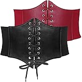 JASGOOD 2 Pack Women’s Elastic Costume Waist Belt Lace-up Tied Waspie Corset Belts for Women Corset Belt