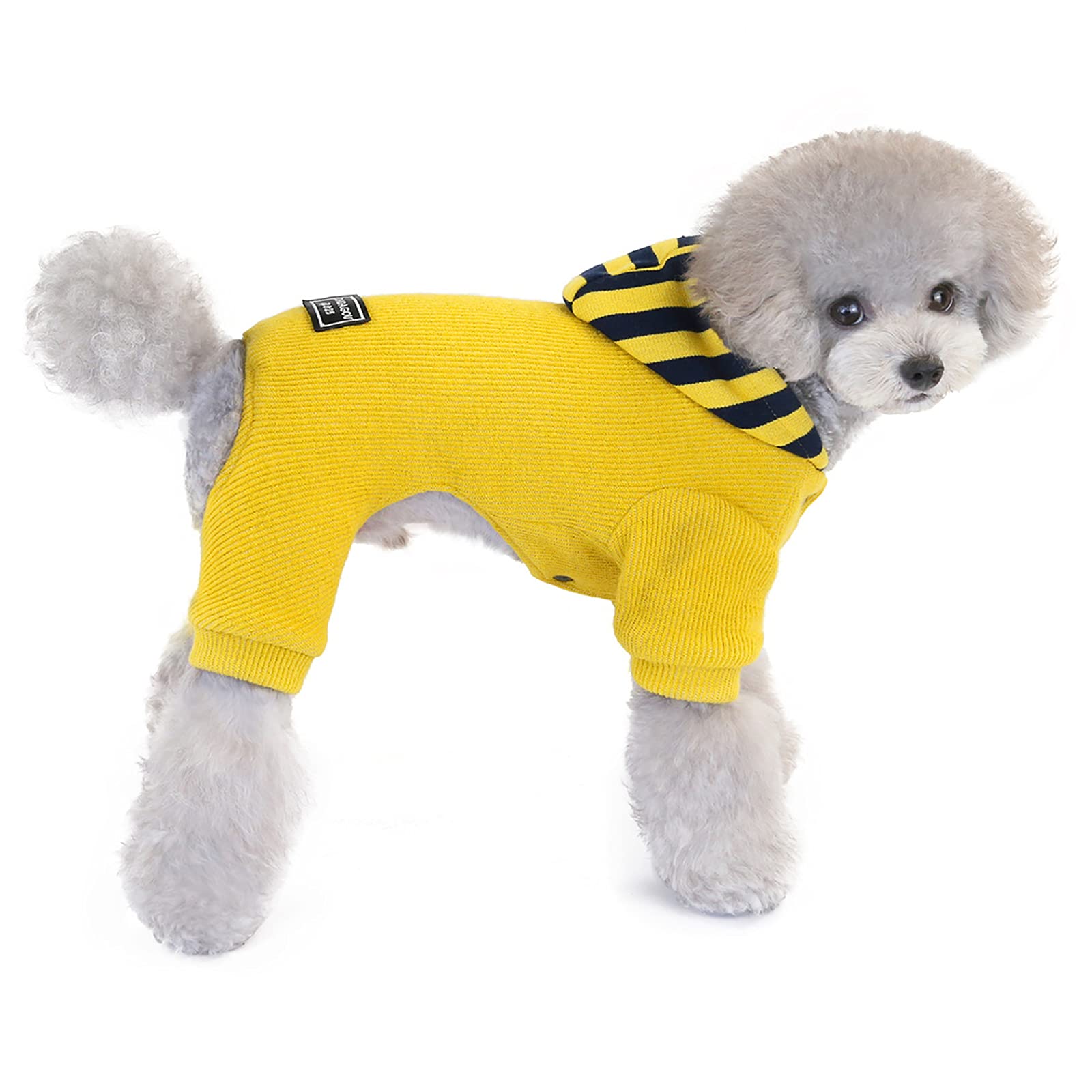 Dog Sweater Dog Clothes Fleece Dog Woolen Sweater Winter Warm Sweat Shirt 4 Legs Jumpsuit Simple Hoodie Fleece Sweater for Small Dog Medium Dog Cat Yellow S