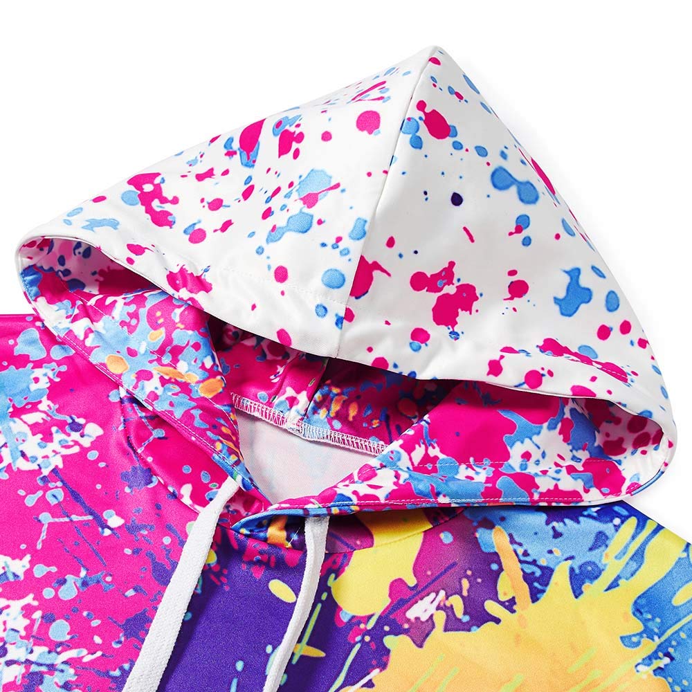 Bfustyle Pullover Vestito Donna 3D Stampato Sgocciolatura Tasche Sport Pullover Vestito Taglie Forti per Ragazze Signore L