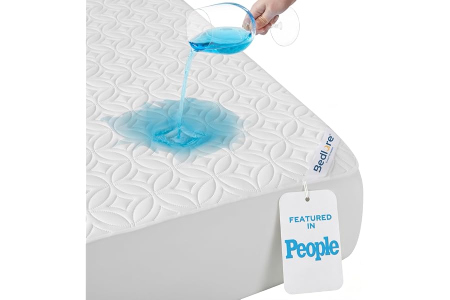 BEDLORE Waterproof Mattress Protector, Queen Size Mattress Pad Noiseless | Deep Pockets Fit 6"-18" Mattresses, Soft Breathable Dirt-proof Bed Mattress Cover Washable for Home, Bedroom, Hotel (White)