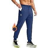 G Gradual Men's Fleece Joggers with Zipper Pockets Winter Warm Pants Water Resistant Athletic Workout Gym Sweatpants for Men