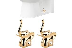 Solaradgy 2Pcs Toilet Bolt Covers Decorative, Gold Toilet Screw Cover Caps Shape of a Elephant Made of Ceramic Suitable for Toilet Bolts of Most Sizes