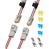 PLUXPAER 12 AWG 2 Pin DTP Connector with 15A 20A Fuses, 2 Way Automotive Waterproof Electrical Connectors, 12 Gauge Cable Wire Male and Female Quick Connect Harness for Car Truck Boat LED-2 Pack