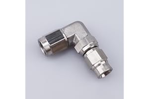 AC PERFORMANCE Stainless Steel 90 Degree Swivel Female -3 AN 3/8 x 24 Thread to AN3 PTFE Hose End Brake Fitting For Teflon Hose with Brass Olive Insert
