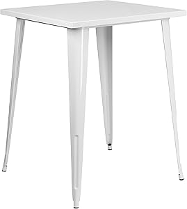 Flash Furniture 31.5'' Square White Metal Indoor-Outdoor Bar Height Table