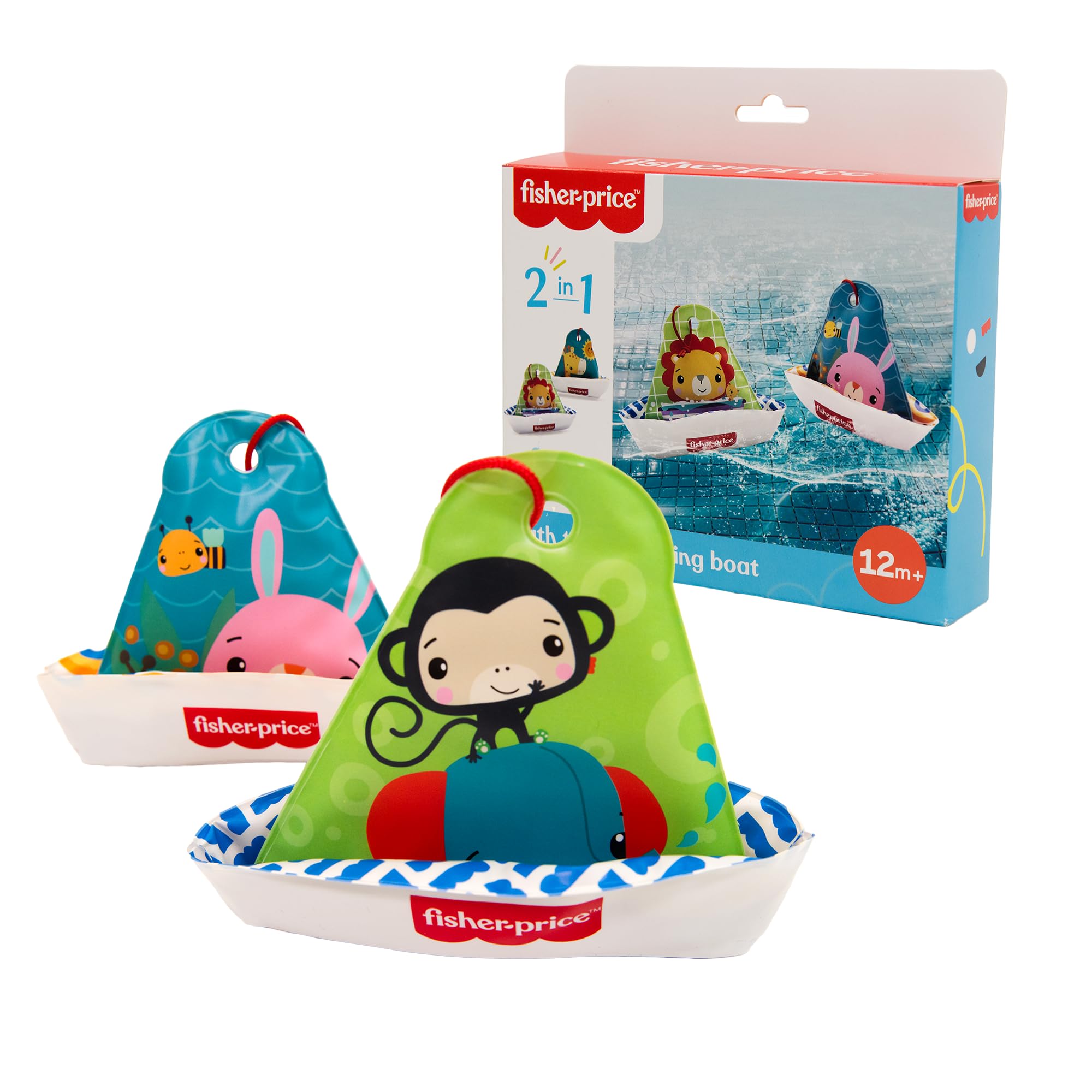 Fisher-Price 2-in-1 Bath Sailing Boat Toy โ Floating Bath Toy with Animal Characters โ 12months +
