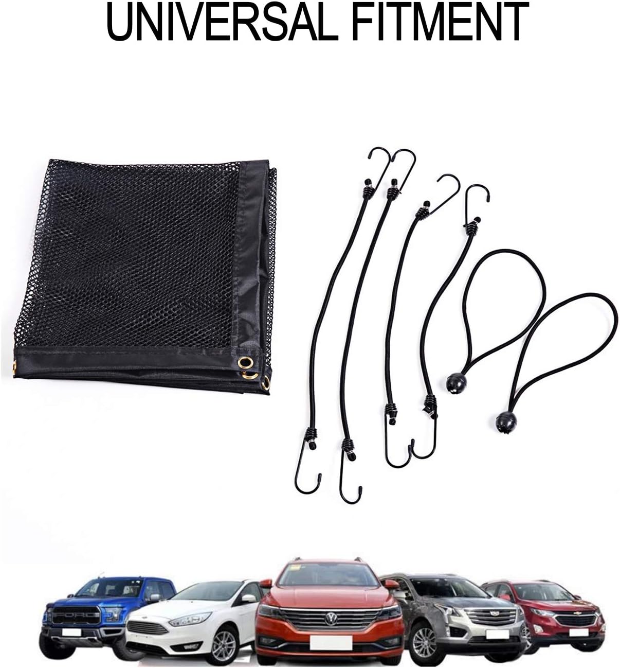 Carperipher Dog Car Barrier for SUV, 45.28 x 24.40 Inches Adjustable Vehicle Pet Barrier with Flexible Bungee Cords and Hooks, Universal Fit Sturdy Mesh Front Seat Barrier for Pet Dog Kid : Pet Supplies