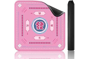 TIASUSAN Pink Mahjong Learning Mat with Black Carrying Bag, Anti-Slip, Noise-Reducing Table Cover for Mahjong, Board Games, Tile Games and Card Games (33” x 33”)