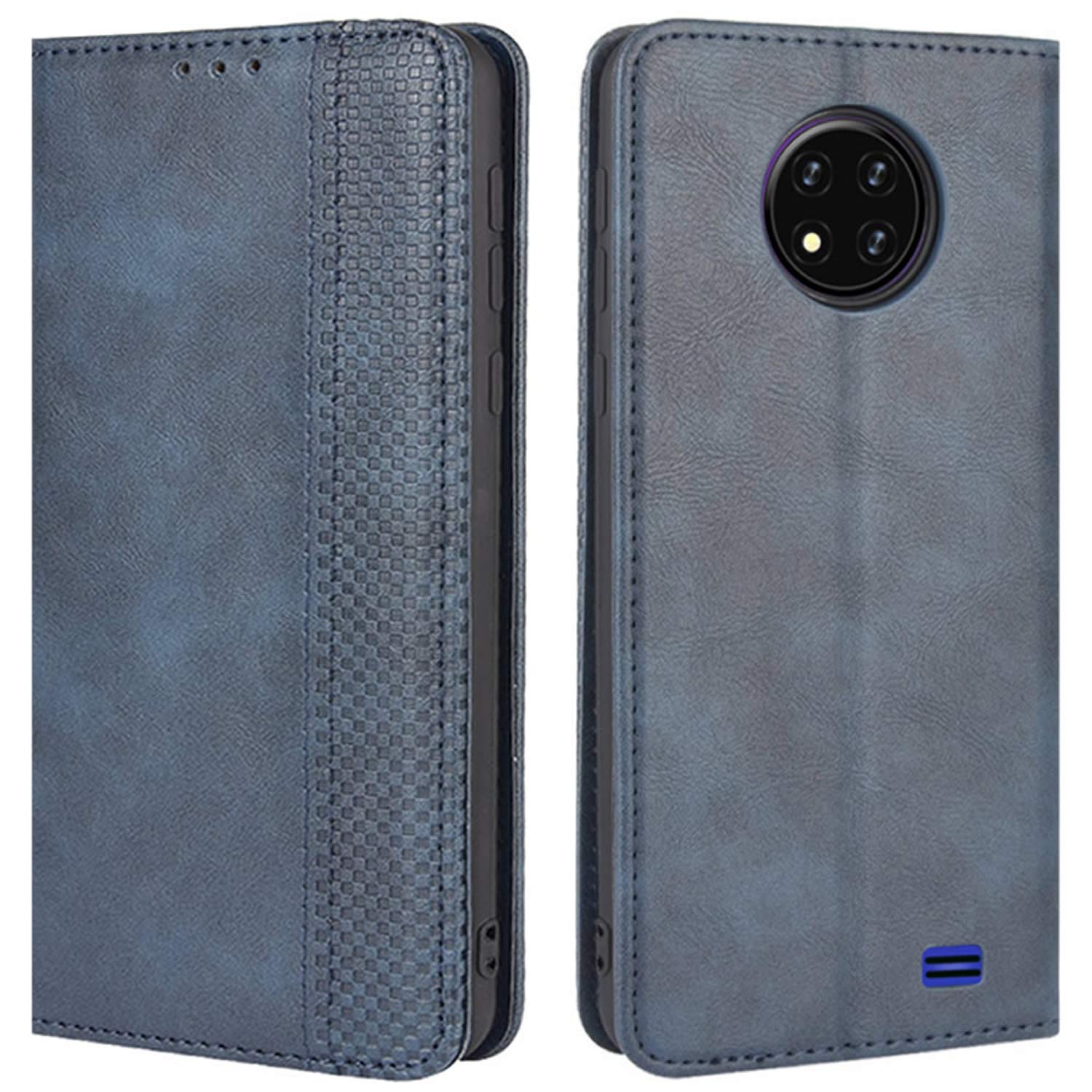 HualuBro OUKITEL C19 Case, Retro PU Leather Full Body Shockproof Wallet Flip Case Cover with Card Slot Holder and Magnetic Closure for OUKITEL C19 Phone Case (Blue)