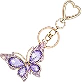 Apausvcm Charm Keychain for Women, Cute Butterfly Keychain Bag Purse Charms Sparkling Butterfly Key Chains Pendant Decor for Handbags Backpack Women Girls Gift (Purple)