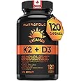 Nutratology Vitamin K2 + D3 | Canadian-Made Highest Potency 120MCG/1000 IU - 120 Capsules - Helps Maintain Bone & Teeth Healt