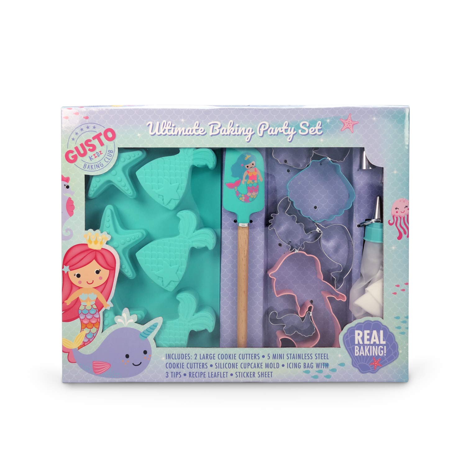 Childrens Ultimate Mermaid Baking Party Set w/Mermaid Cupcake Moulds. Great Childrens Baking, Mermaid Gift Idea. Mermaid Baking for Girls